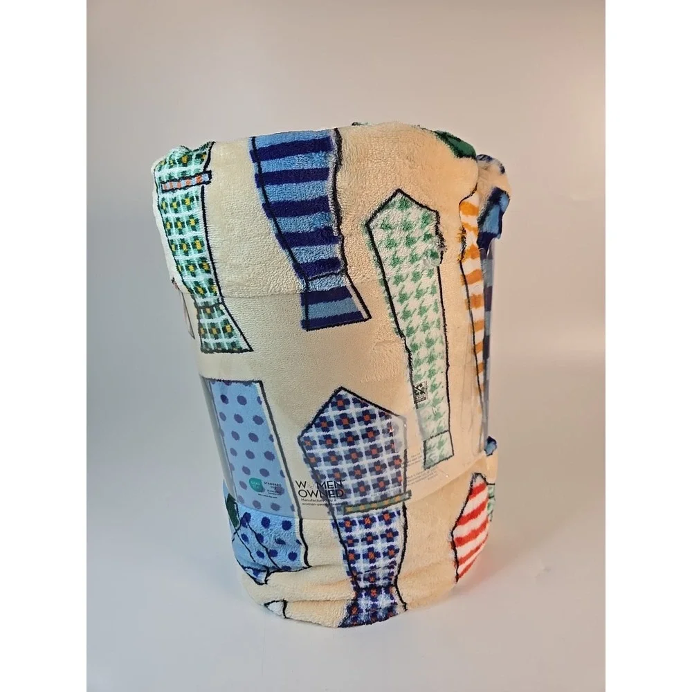 The Big One Men's Ties Neckties Print Plush‎ Fleece Throw Blanket 5'x6' Dad Gift